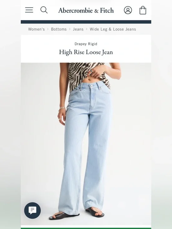 Abercrombie & Fitch High-Rise Loose Jeans — Light Blue Sz 14L - Picture 1 of 5